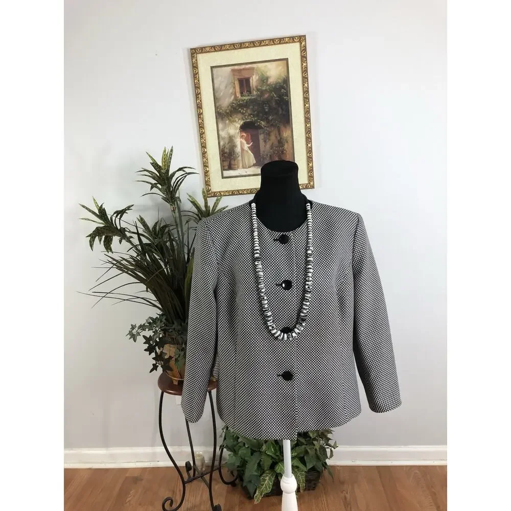 Kasper Women Jacket 18 Open 4 Button Front Office Siren Clueless Preppy Mob wife